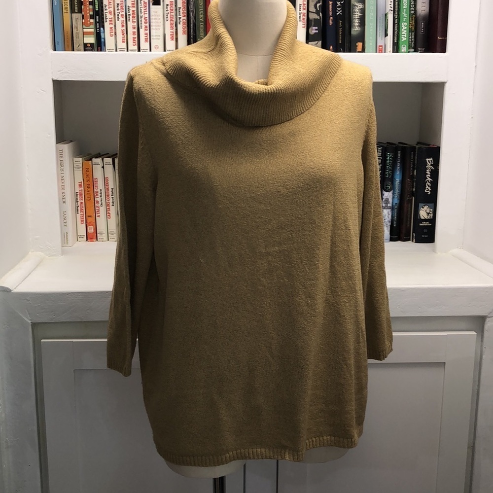 VINTAGE Judith Hart Collection Oversized Tan Cowl Neck Sweater Size Large
